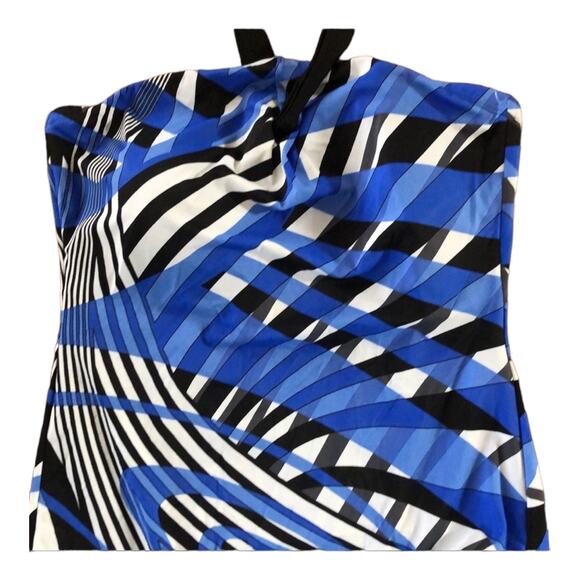 NWT Longitude Woman Halterneck swimsuit ib blue & white size 20 W - Picture 3 of 11